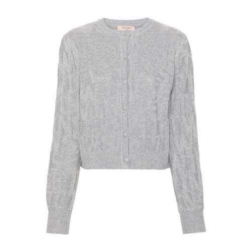 Twinset Grå Kofta med Monogramdetalj Gray, Dam