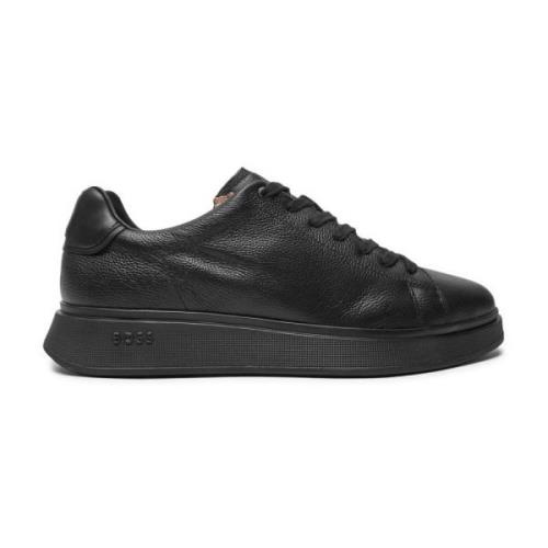 Boss Svarta Lädersneakers - Bulton Black, Herr