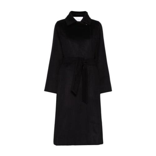 Max Mara Svart Wrapkappa Manuela Black, Dam