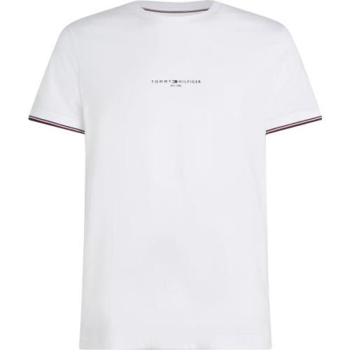 Tommy Hilfiger Avslappnad Stil Vit T-shirt med Kontrasterande Detaljer...