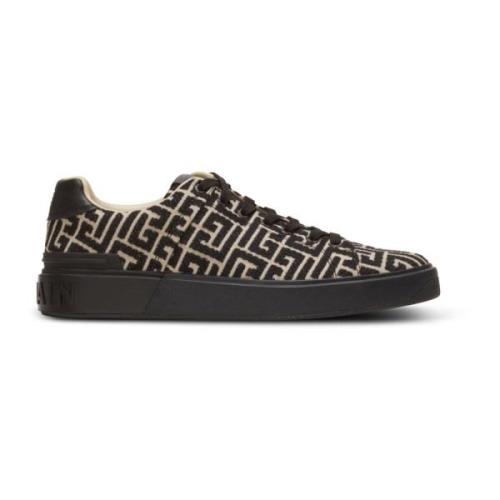 Balmain B-Court tränare med jacquard monogram Black, Herr