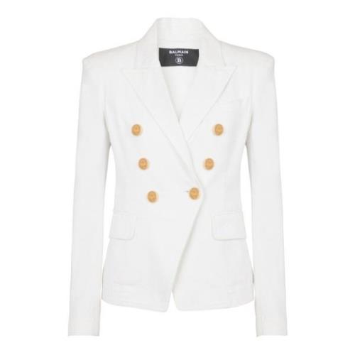 Balmain Denimjacka med 6 knappar White, Dam