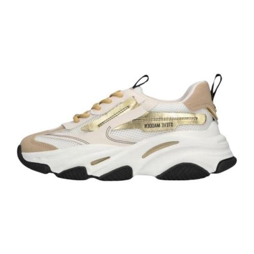 Steve Madden Vita och Guld Låga Sneakers Multicolor, Dam