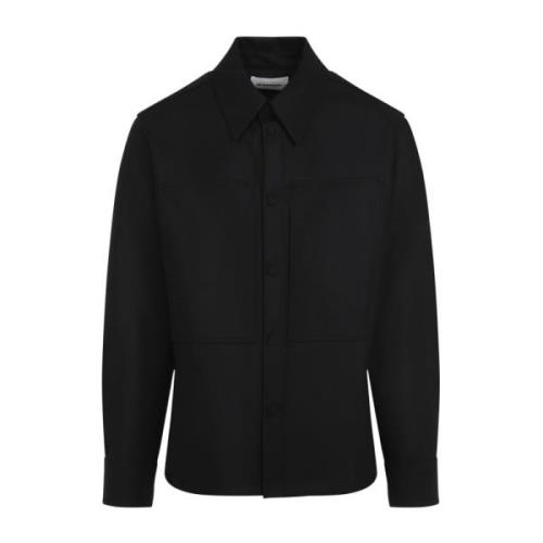 Jil Sander Svart Ullskjorta Aw24 Black, Herr