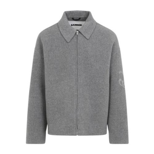 Jil Sander Elegant Grå Yllekappa Aw24 Gray, Herr