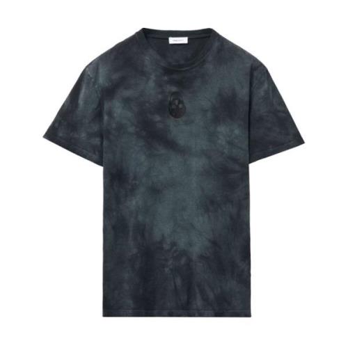 Alexander McQueen Färgad Bomull Logo T-shirt i Svart Black, Herr