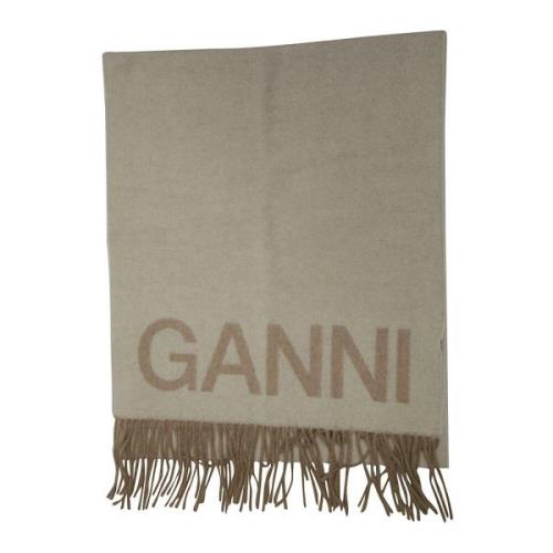 Ganni Fringe Ullsjaal Beige, Dam