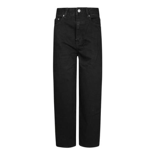 Ganni Starry Straight Denim Jeans Black, Dam