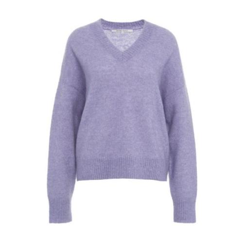 Second Female Lila Stickad Tröja Aw24 Purple, Dam