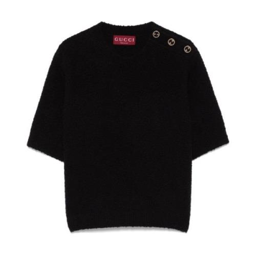 Gucci Svart Rundhalsstickad Tröja Sweater Black, Dam