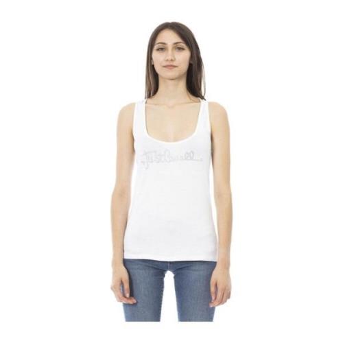 Just Cavalli Tanktop med Strass Logo White, Dam