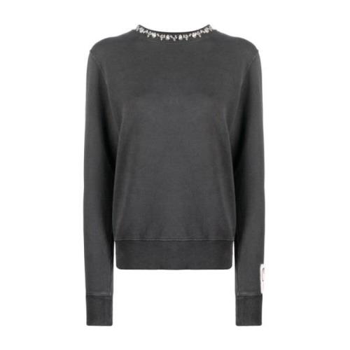 Golden Goose Grå Crew-Neck Sweatshirt med Kristallutsmyckning Gray, Da...