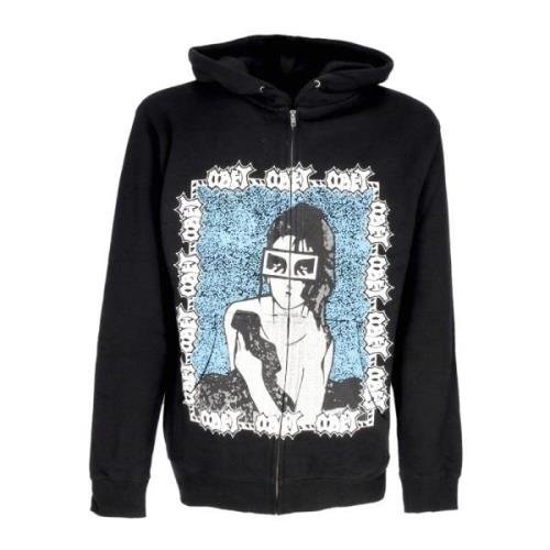 Obey Svart Zip Hoodie med Kangaroo Ficka Black, Herr