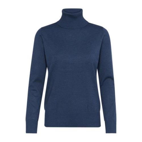 Saint Tropez Stilren Rollneck Pullover i Titan Melange Blue, Dam