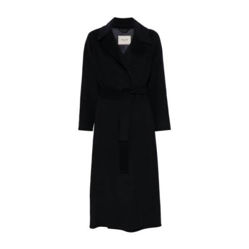 Paltò Midnight Blue Wool Blend Belted Coat Blue, Dam