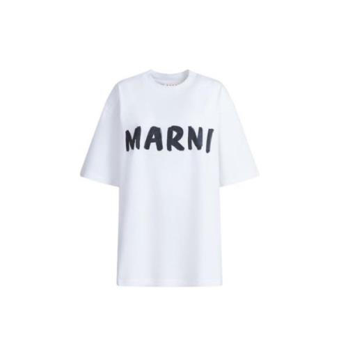 Marni Logo Print T-shirt White, Dam