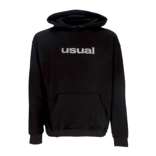 Usual Svart Lättvikts 3D Huvtröja Sweatshirt Black, Herr