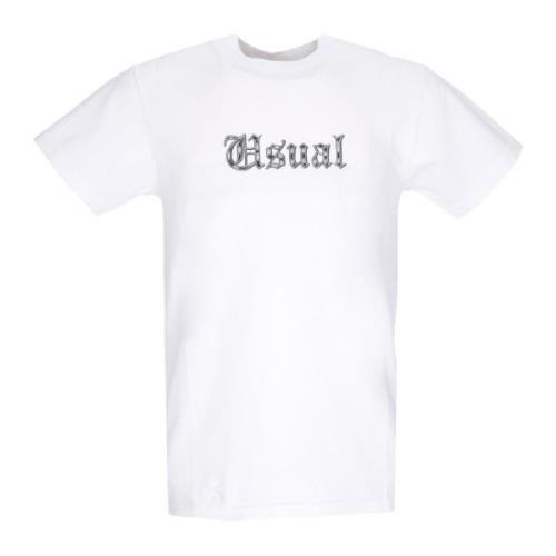 Usual Vit Crew Neck Bomull T-shirt White, Herr