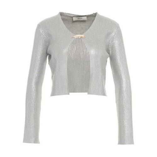 Akep Silver Crop Stickad Kofta Gray, Dam