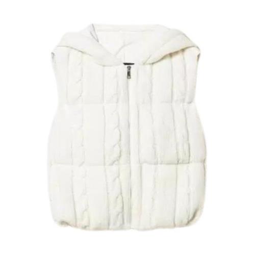 Twinset Vit Stickad Gilet Jacka White, Dam