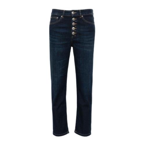 Dondup Indigo Blå Denim Tapered Leg Jeans Blue, Dam