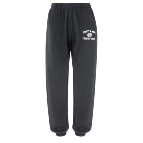 Sporty & Rich Faded Varsity Crest Sweatpants Black, Dam