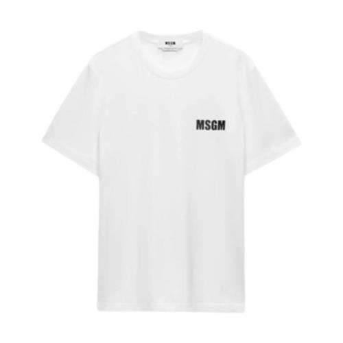 Msgm Vit Impact Logo Jersey T-shirt White, Herr