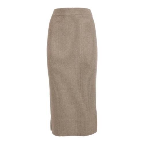 Iblues Beige Midi Kjol Enfärgad Beige, Dam