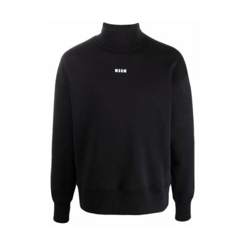 Msgm Hög Hals Svart Sweatshirt Black, Herr