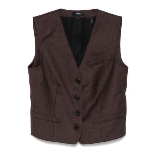 Theory Grått Sweater Vest med V-ringning Gray, Dam