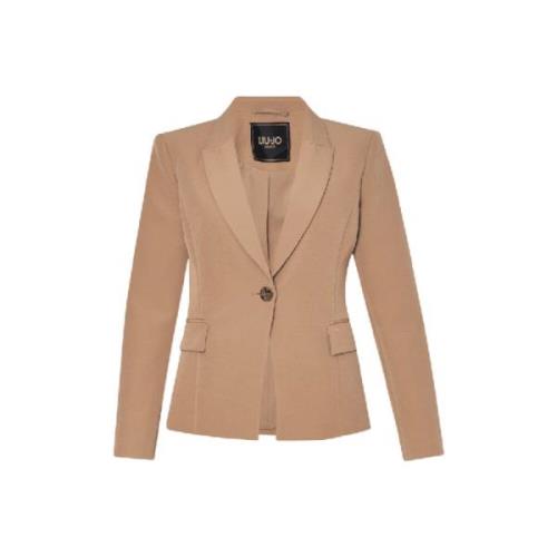 Liu Jo Kamel Stretch Teknisk Blazer Brown, Dam