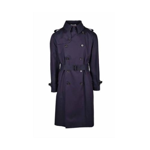 Aquascutum Blå Bomull Dubbelknäppt Trench Coat Blue, Herr