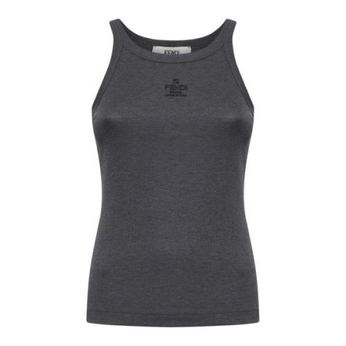 Fendi Grå Ribbstickad Tanktop Gray, Dam