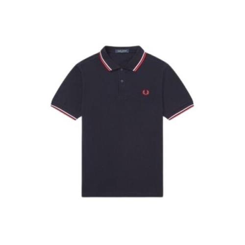 Fred Perry 2 Färg Bomull Polo Skjorta Blue, Herr