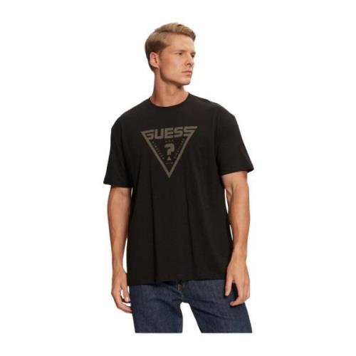 Guess Triangel Logo Bomull T-shirt Black, Herr