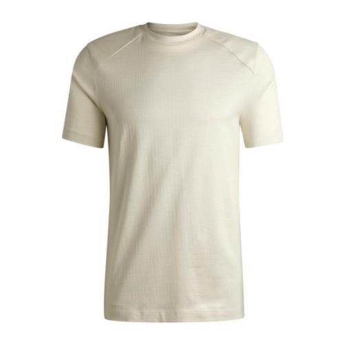 Hugo Boss Ripstop Bomull T-shirt med Släta Insatser White, Herr