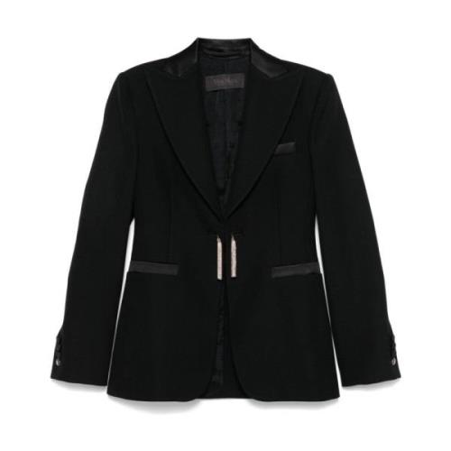 Max Mara Elegant Ull Enkelknäppt Svart Jacka Black, Dam