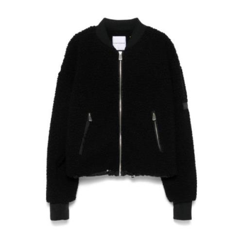 Pinko Faux Shearling Baseball Krage Jacka Black, Dam