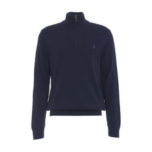 Ralph Lauren Blå Stickat Aw24 för Män Blue, Herr