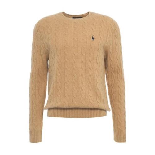 Ralph Lauren Beige Stickat Aw24 Stilren Bekväm Beige, Herr