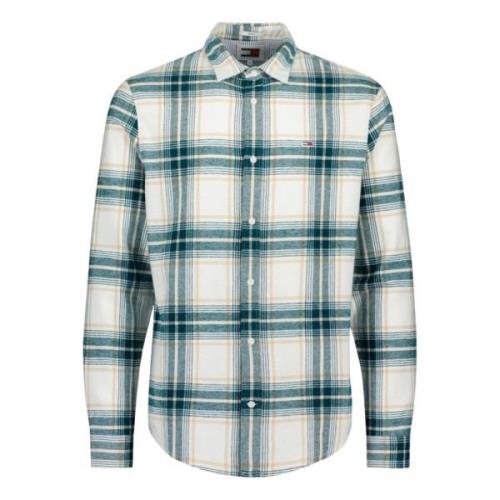 Tommy Hilfiger Vit Flanellskjorta Målningar Struktur Multicolor, Herr