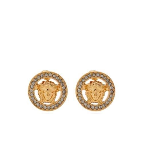 Versace Medusa Head Rhinestone Stud Örhängen Yellow, Dam