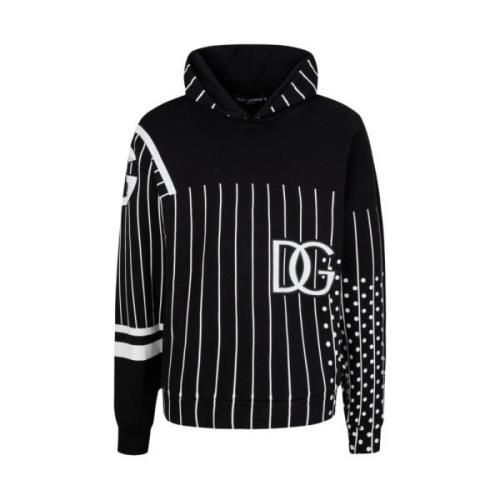 Dolce & Gabbana Hoodie med svart och vitt tryck Black, Herr