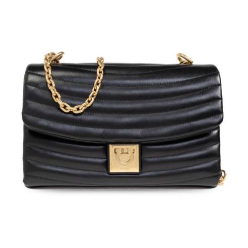 Salvatore Ferragamo Vadderad axelväska Black, Dam