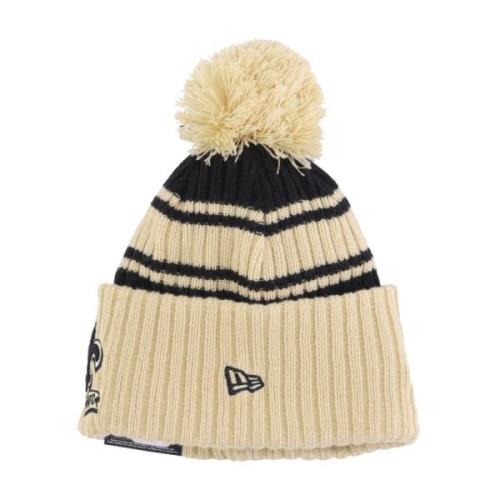 New Era NFL Pom Pom Beanie Hat Beige, Herr