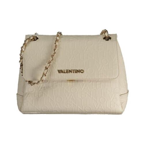 Valentino by Mario Valentino Vit Polyeten Axelväska med Kedjehandtag W...