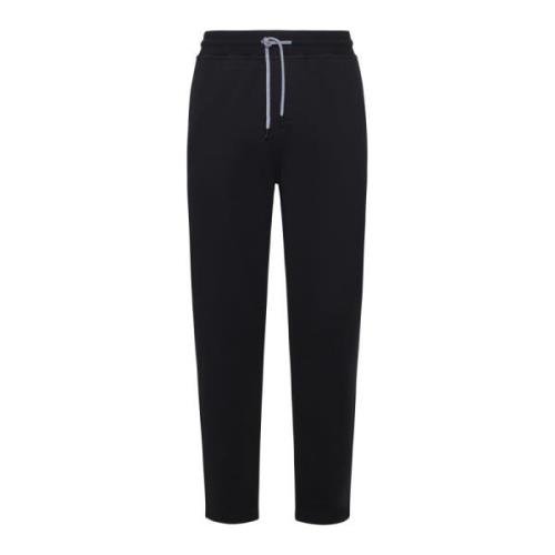 Brunello Cucinelli Svarta Sweatpants Elastisk Midja Rak Ben Black, Her...