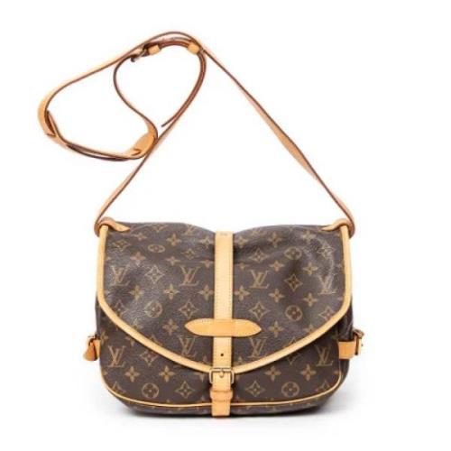 Louis Vuitton Vintage Pre-owned Belagd canvas axelremsvskor Brown, Dam