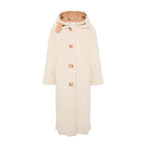 Forte Forte Beige Shearling Kappa Avtagbar Huva Beige, Dam