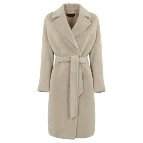 Max Mara Studio Bältad Alpacka Ullrock Beige, Dam